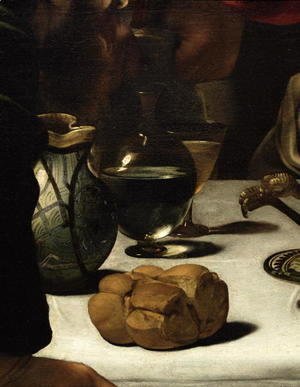 Caravaggio - The Supper at Emmaus, 1601 (detail-3)