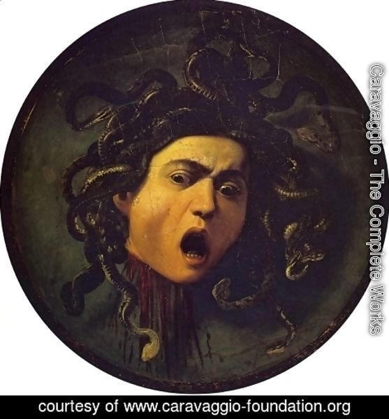 Caravaggio - Medusa, painted on a leather jousting shield, c.1596-98