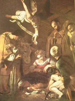 Caravaggio - Nativity with Saints Francis and Lawrence