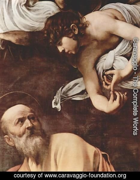 Caravaggio - The Inspiration Of Saint Matthew (detail)