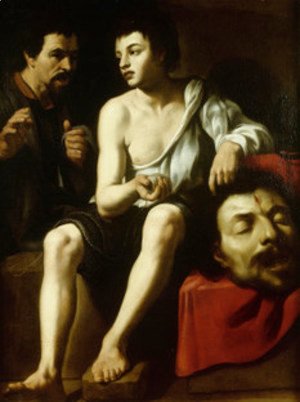 David and Goliath with a double-portrait of Caravaggio
