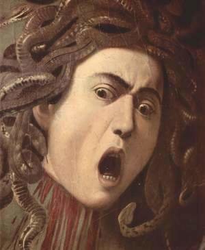 The head of Medusa, Tondo, Detail