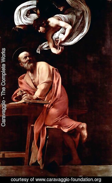 Caravaggio - Painting the Contarelli Chapel in San Luigi dei Francesi in Rome, Scene St. Matthew and the Angel