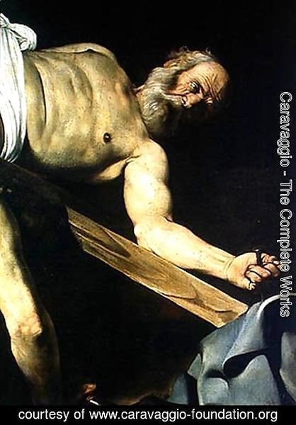 The Crucifixion of St. Peter, detail of St. Peter, 1600-01