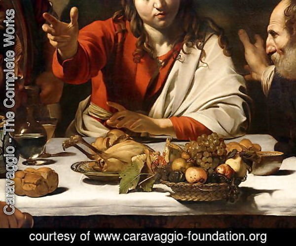 Caravaggio The Supper at Emmaus, 1601 (detail-1) Painting Reproduction ...