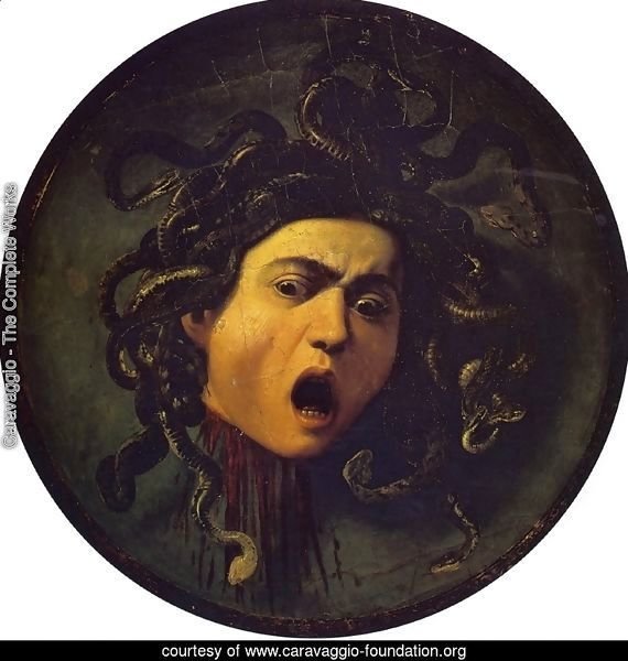 Medusa, painted on a leather jousting shield, c.1596-98
