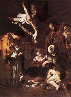 Caravaggio - Nativity with St Francis and St Lawrence