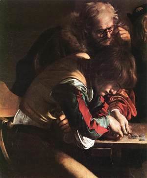 Caravaggio - The Calling of Saint Matthew (detail 1) 1599-1600